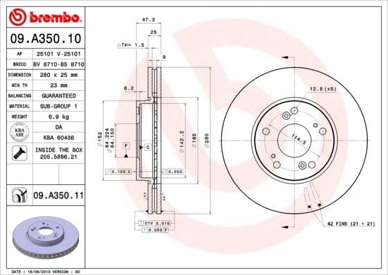 Honda Accord Ön Fren Diski Havalı BREMBO