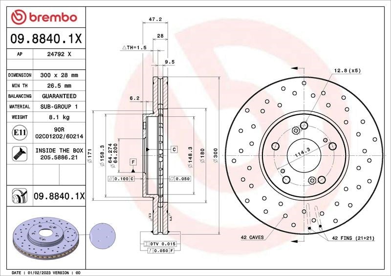 Honda Accord Ön Fren Diski Hava Kanallı Delikli BREMBO