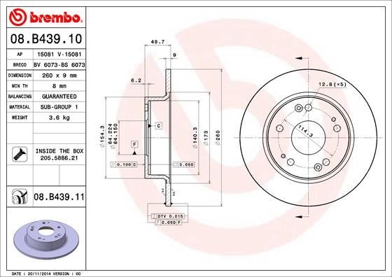 Honda Accord Arka Fren Diski Dolu Tip BREMBO