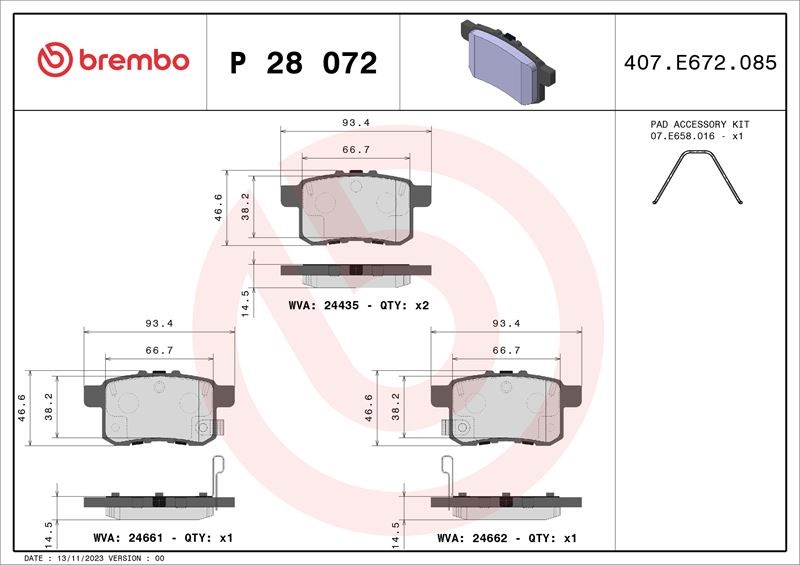 Honda Accord Arka Fren Balatası Aşınma İkaz Soketli BREMBO