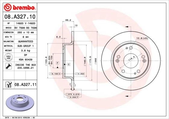 Honda Accord Arka Fren Diski Dolu Tip BREMBO