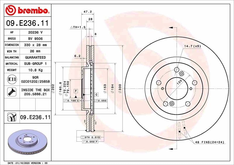 Acura MDX Ön Fren Diski BREMBO