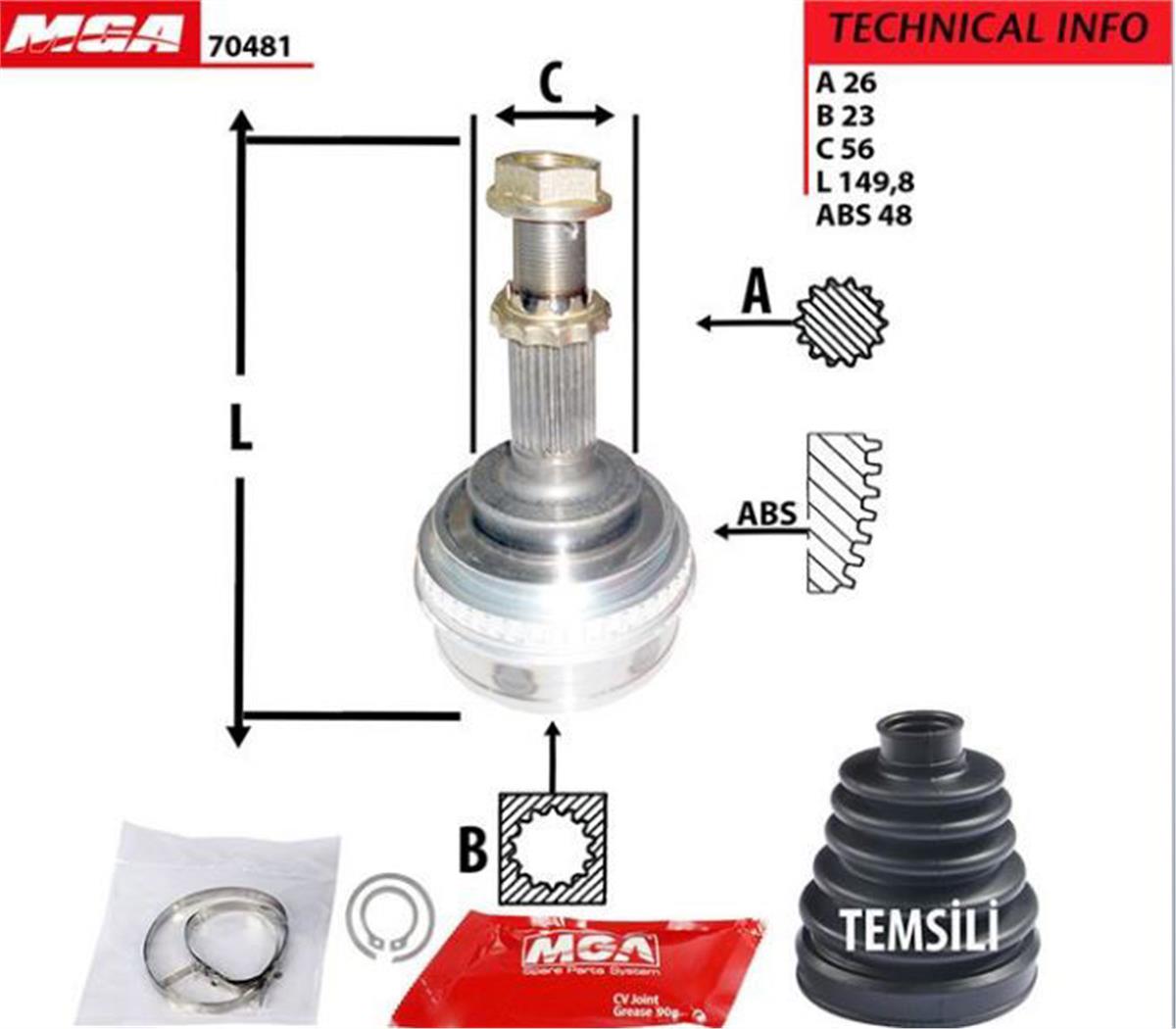 Aks Kafa Dış-(Abslı)-(Toyota: Corolla 93>02 