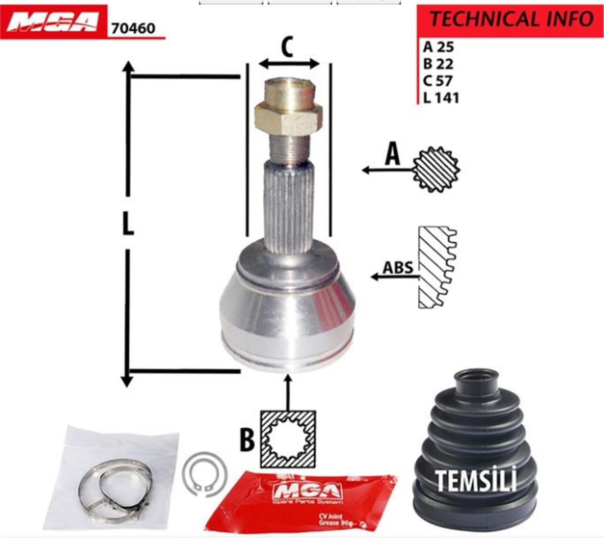 Aks Kafası Dış (Ford: Fiesta 1.2 1.3 1.4 1.6 1.8 96-) 25*22*57