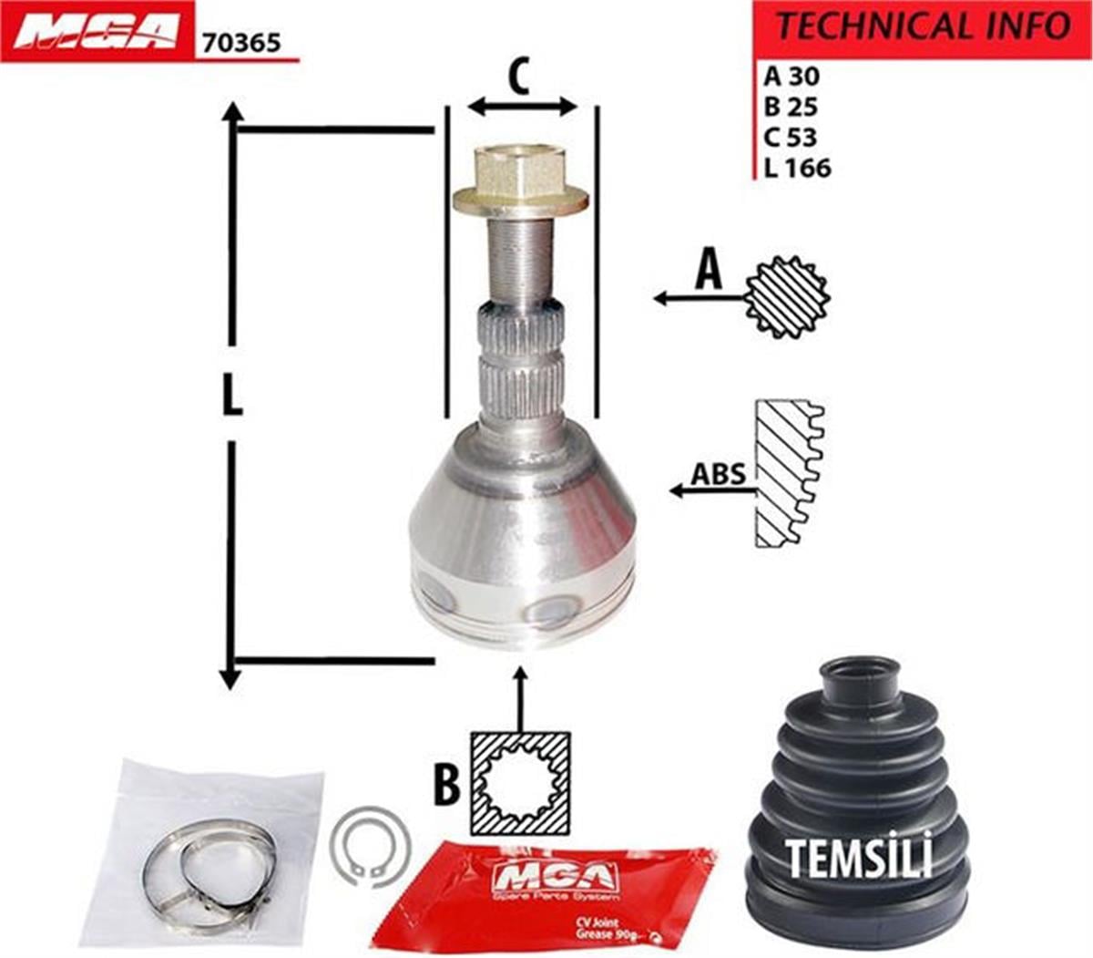 Aks Kafası Dış (Opel: Vectra C 1.6 16V Z16xe 02--) 25*53*90