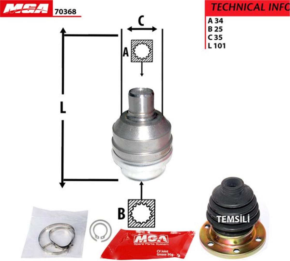 Aks Kafası İç  Sağ ( Opel : Vectra A 95-- 2.0 ) 34*25*35