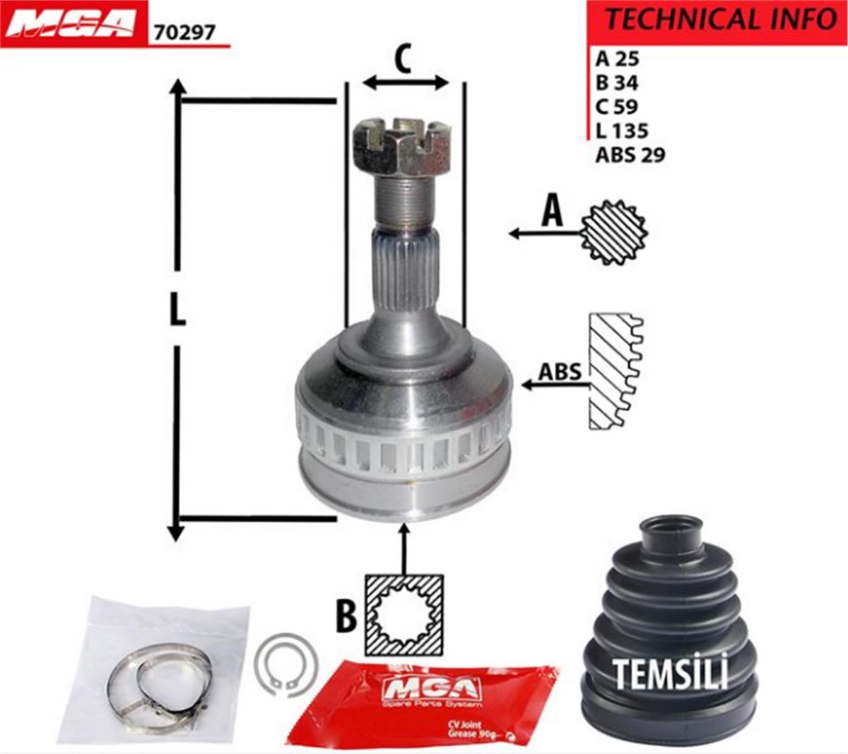 Aks Kafası (Peugeot: Partner Cıtroen: Berlingo 1.9 Xud9 Dw8) 34*59*90