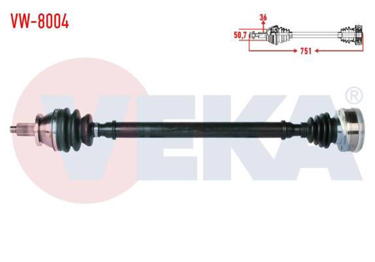 Aks Sag On Volkswagen Polo (9N_) 1.4İ 16V M-T Uzunluk 751Mm 2001-2012