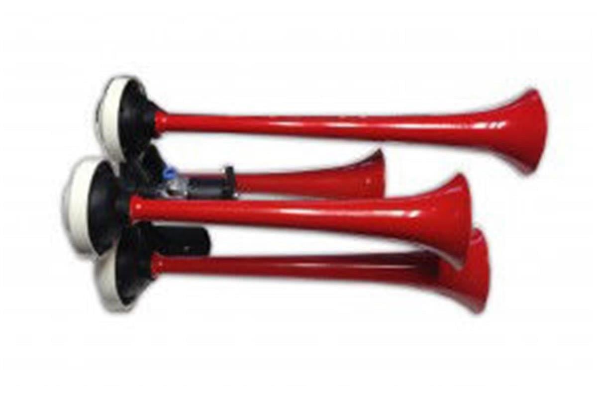 Hido 24V Kırmızı 4 Borulu Düz Havalı Korna