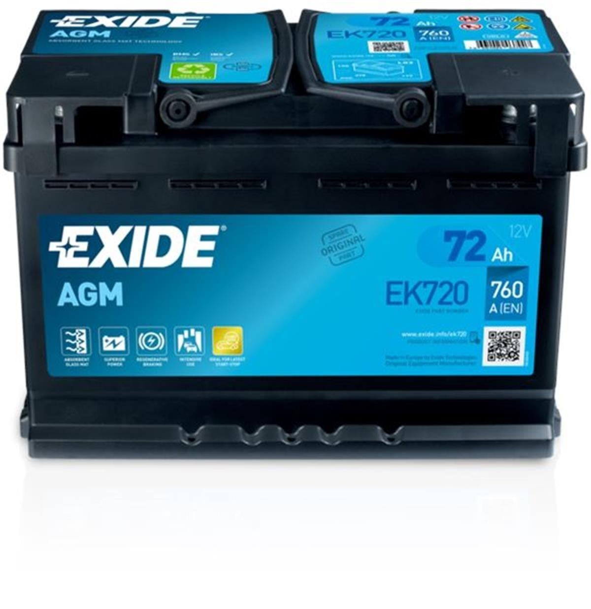 Exide L3 72Ah 760Cca Agm Start-Stop Akü (278X175x190)