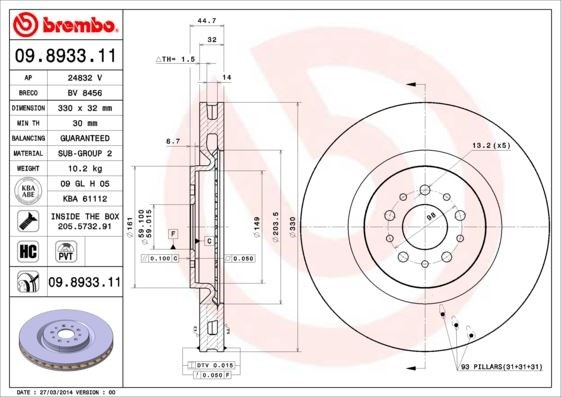 Alfa Romeo Ön Fren Diski UV Coated BREMBO