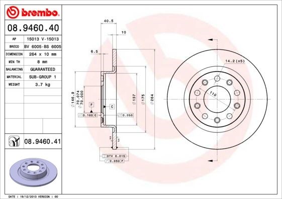 Alfa Romeo Giulietta Arka Fren Aynası [1.4TB-1.6JTDM] [264x5DxDOLU] BREMBO