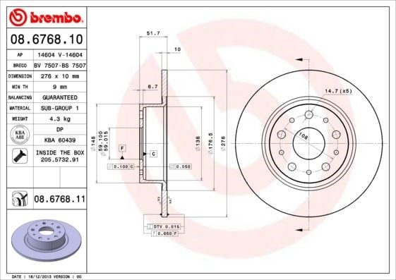 Alfa Romeo Arka UV Kaplamalı Fren Diski BREMBO