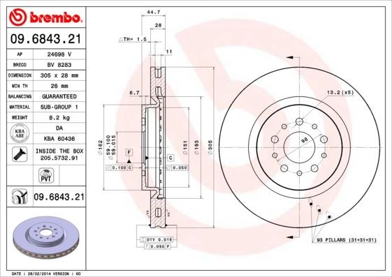 Alfa Romeo Ön Fren Diski UV Kaplamalı BREMBO