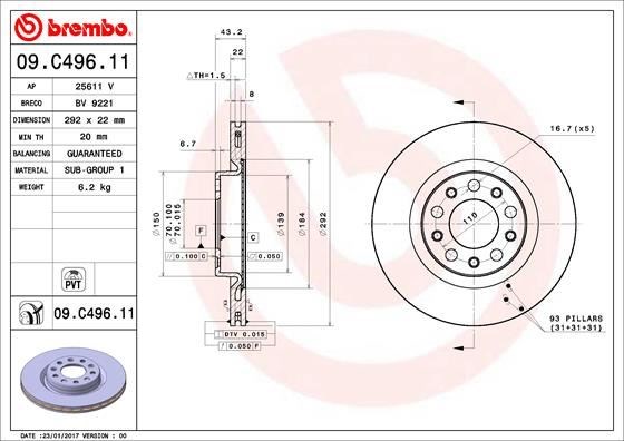 Alfa Romeo Giulia Arka Fren Diski BREMBO