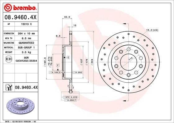 Alfa Romeo Giulietta Arka Fren Aynası [1.4TB-1.6JTDM] [264x5DxDOLU] BREMBO
