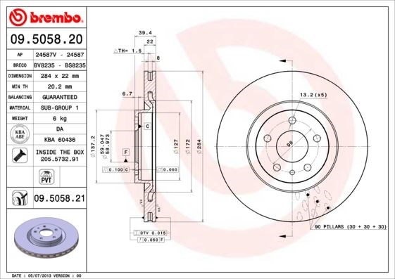 Alfa Romeo Ön Fren Diski UV Kaplamalı BREMBO