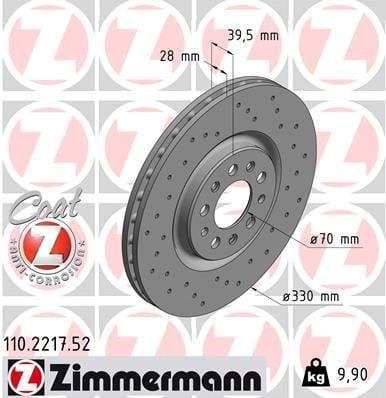Alfa Romeo 159 Giulietta Jeep Cherokee Ön Fren Aynası Delikli 330x28x40 ZIMMERMANN