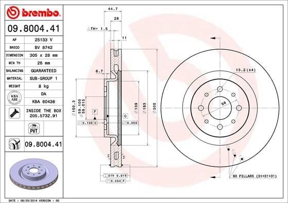 Alfa Romeo Mito Ön Fren Diski BREMBO