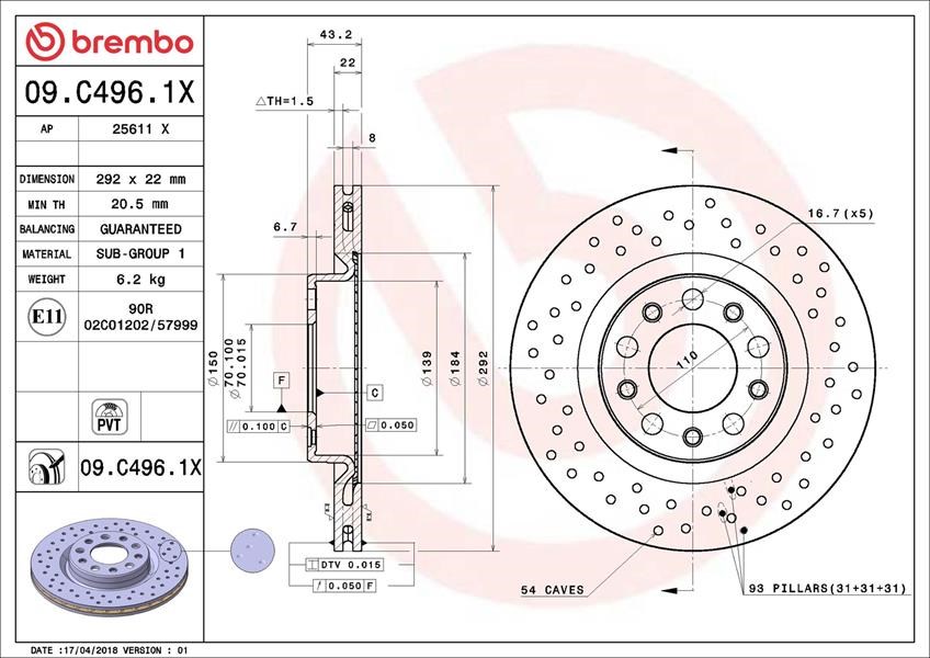 Alfa Romeo Giulia Arka Fren Diski BREMBO