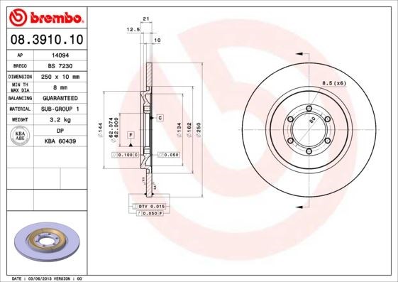 Alfa Romeo Arka Fren Diski Standard BREMBO