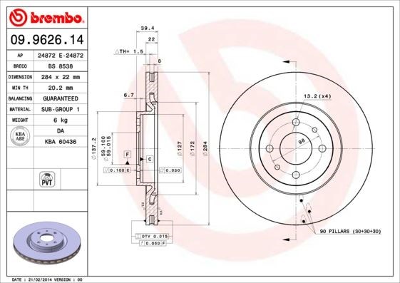 Alfa Romeo Ön Fren Diski Standart BREMBO
