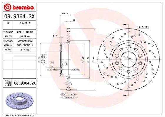 Alfa Romeo Arka Fren Diski Xtra BREMBO