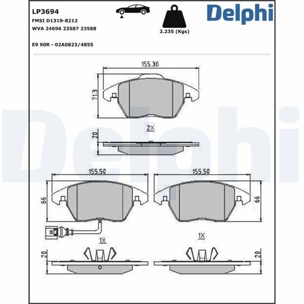 Seat Altea Freetrack Skoda Octavia Superb VW Touran Ön Fren Balatası DELPHI