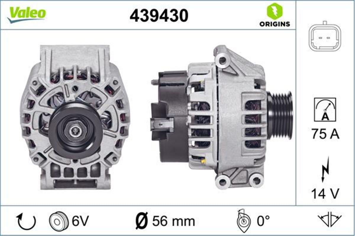 Alternator 75A 14V (Renault: Thalıa 1.4 1.4 16V 1.6 16V -08 Kango0 Megane )