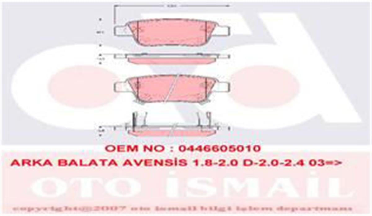 Arka Balatası Avensıs 1.8-2.0-2.4 03 Corolla 04 Gdb3337-Gdb3456