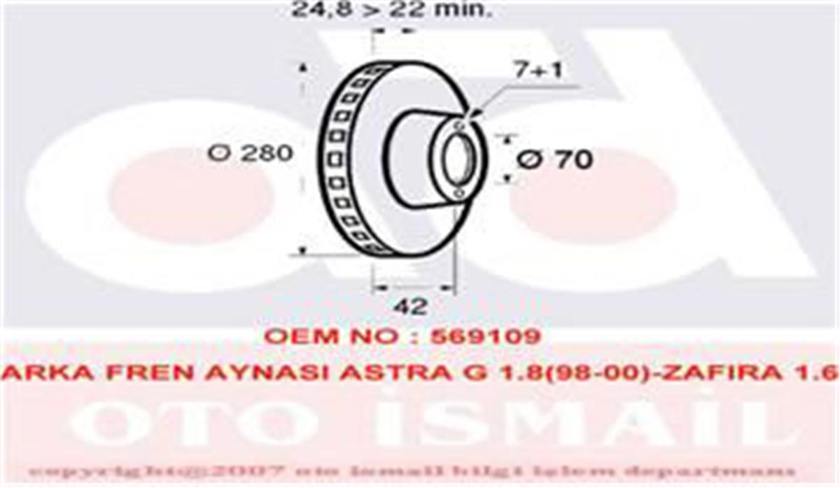 Arka Fren Aynası Astra G-H Merıva B 03 Zafıra 99 2.0 Di-2.0 16V-2.2Dtı-1.8 16V 2