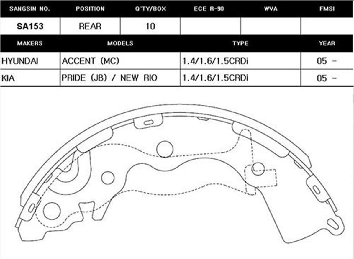 Arka Pabuç Balata Accent Era-Accent Sedan-Rio 05 1.4Gl-1.6Gls-1.5Crdi Gls Abs Si