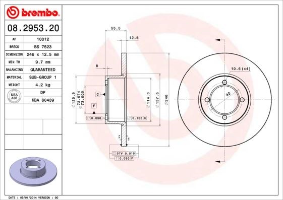 Opel Ascona A 75> Ascona B 77> Kadett C 75>79 Manta A-B 70>87 Rekord 72>86... BREMBO