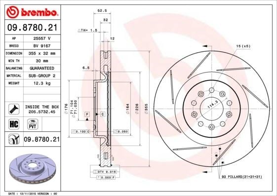 Aston Martin Ön Fren Diski UV Coated BREMBO