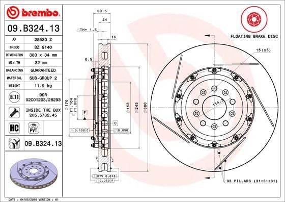 Aston Martin Ön Fren Diski [Floating] BREMBO