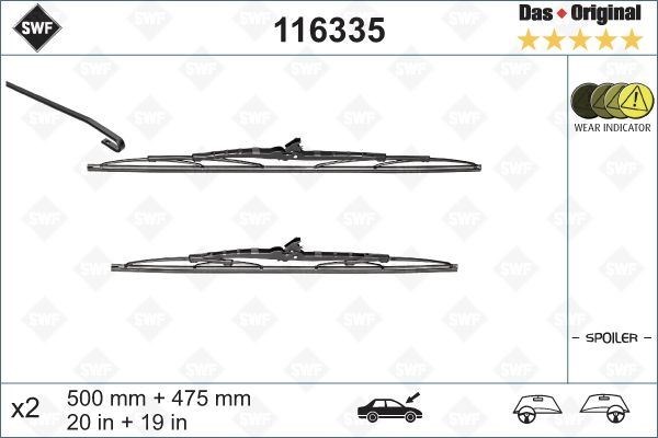 Opel Astra F G Spoilerli Silecek Süpürgesi 50 47.5cm VALEO