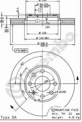 Opel Astra G Zafira A Ön Fren Aynası Havalı [256x24x4DL] BREMBO