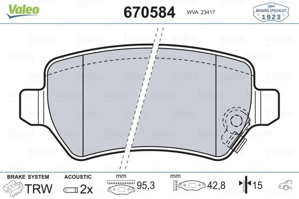 Opel Astra G Astra H Meriva Zafira Combo Arka Fren Balatası VALEO