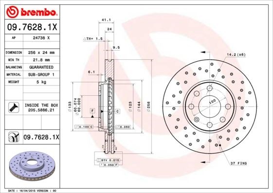 Opel Astra G Zafira A Ön Fren Aynası Havalı [256x24x4DL] BREMBO