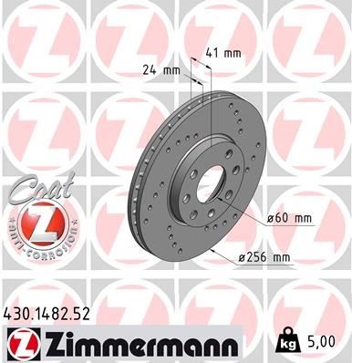 Opel Astra G Ön Fren Diski Havalı Delikli 256mm ZIMMERMANN