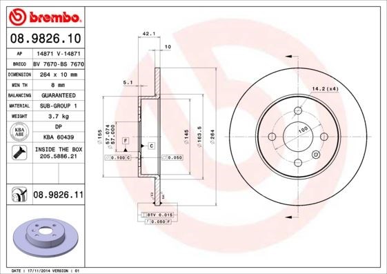 Astra H Combo C Meriva A Arka Fren Aynası [Dolu] BREMBO
