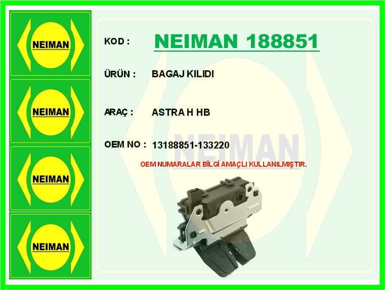 Opel Astra H HB Bagaj Kilidi BESCHER