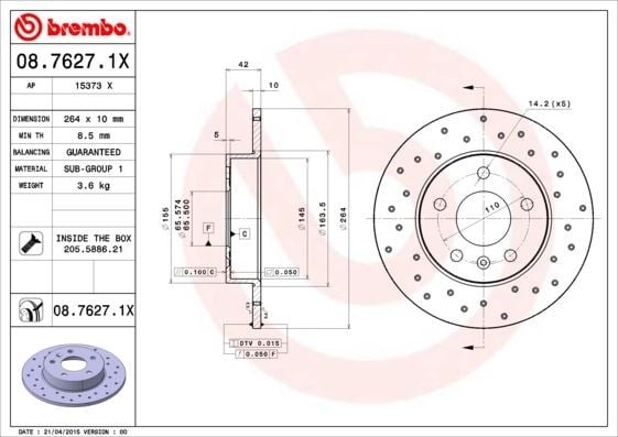 Opel Astra H Arka Fren Aynası BREMBO