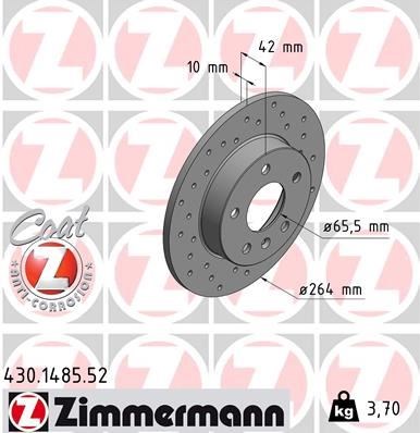 Opel Astra H Arka Fren Diski Dolu Delikli 264mm ZIMMERMANN