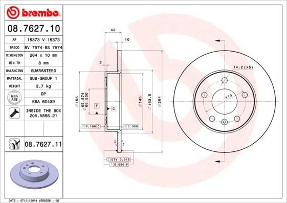 Opel Astra H Arka Fren Aynası BREMBO