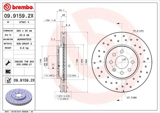 Opel Astra H Ön Fren Aynası BREMBO