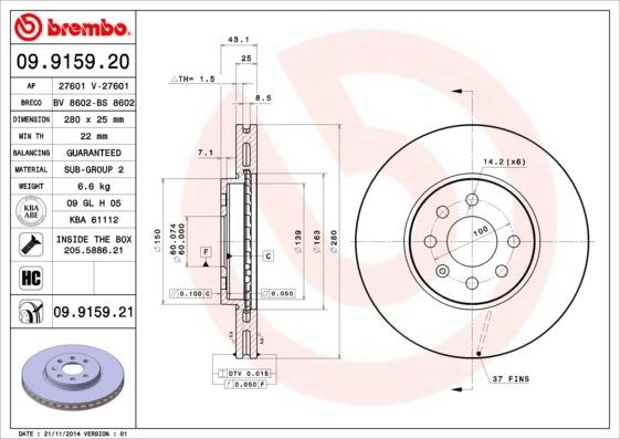 Opel Astra H Meriva Combo Ön Fren Aynası BREMBO