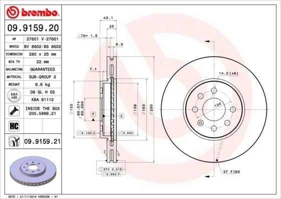 Opel Astra H Ön Fren Aynası BREMBO