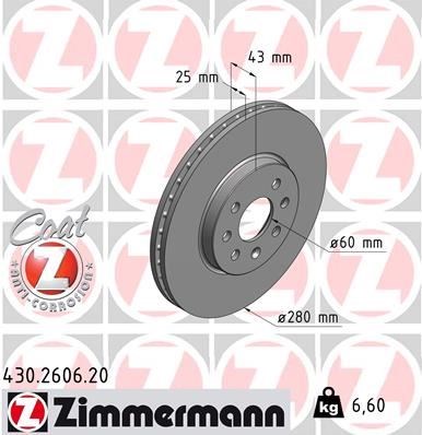 Opel Astra H Ön Fren Diski Havalı 280mm ZIMMERMANN