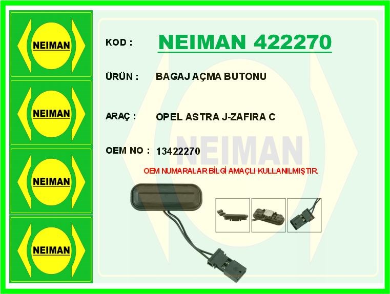 Opel Astra J Zafira C Bagaj Açma Butonu Düğme BESCHER